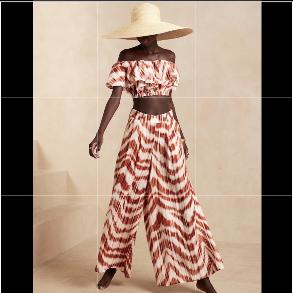 Banana Republic Meridian Linen Pant and Top set (ZEBRA PRINT)